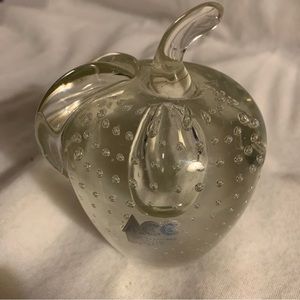 Stunning American Crystal Co Apple Paperweight Pristine Condition Sticker Bubble